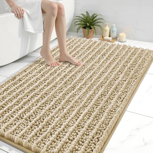 Arotive Bathroom Rugs Mat 47x32, Soft Absorbent Chenille Shaggy Bath Mat