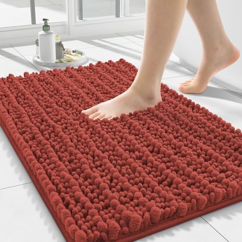 Smiry Bathroom Rugs 24X16, Extra Soft Rubber Backing Chenille Bath Mats