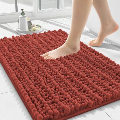 Smiry Bathroom Rugs 24X16, Extra Soft Rubber Backing Chenille Bath Mats