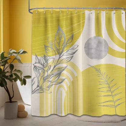 Mustard Yellow Extra Long Shower Curtain, Tall 72X78 in, Mid Century