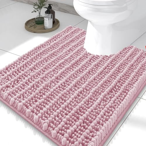 Smiry Bathroom Toilet Rugs U Shaped 24X20, Chenille Bath mats for Toilet