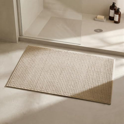 Triohero Bathroom Rugs Non Slip Washable, Super Absorbent Thin Bath Mat Small Quick Dry Low Pile Bathroom Rug, Beige 20x30
