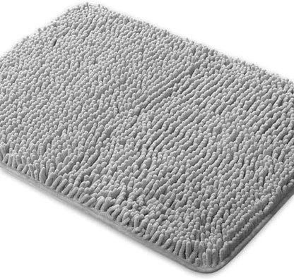 Yeaban Chenille Gray Bathroom Rug 20"x32", Non-Slip Rubber Backing