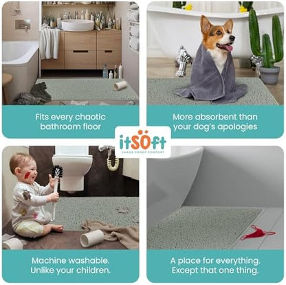 ITSOFT Extra Large Plush Bathroom Rug 59"x21", Absorbent Machine Washable Non Slip Bath Mats, Quick Dry Bathmat, Bath Rugs for Bath, Shower, Bedroom, or Door Mat, Sage Green