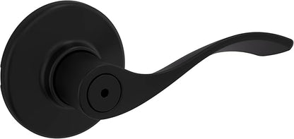 Kwikset Balboa Interior Privacy Door Handle with Lock, Door Lever For Bathroom and Bedroom, Matte Black Reversible Keyless Turn Lock