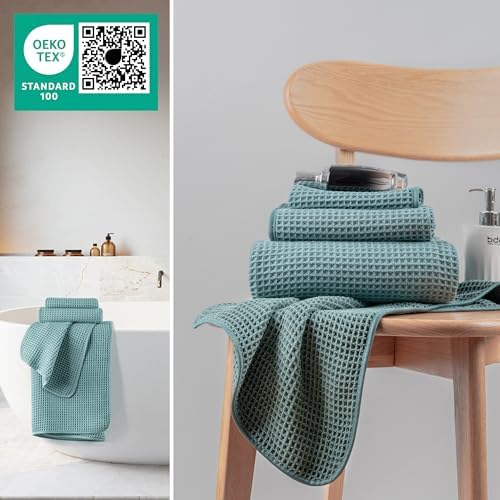 MICROFI New Microfiber Waffle Bath Towels, 3 Pieces, Oversized, Soft, Absorbent, Fast Drying, Lint Free, Includes Bath, Face and Hand Towels 430 GSM