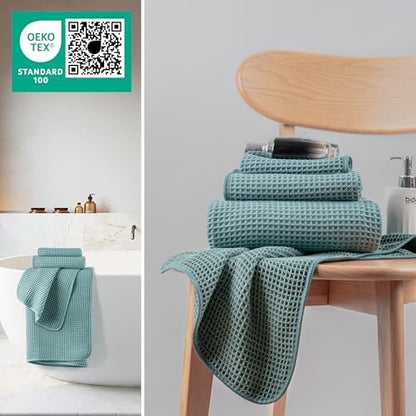 MICROFI New Microfiber Waffle Bath Towels, 3 Pieces, Oversized, Soft, Absorbent, Fast Drying, Lint Free, Includes Bath, Face and Hand Towels 430 GSM