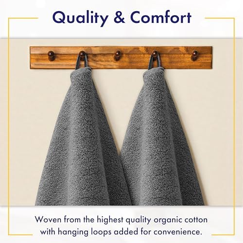 Alusa Home 100% Organic Zero-Twist Cotton Towels - GOTS Certified Luxury Bath Towels - Ultra Soft & Plush 700GSM Long-Staple Cotton - 6 Piece Towel Set (Granite Grey)