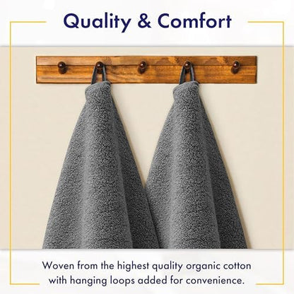 Alusa Home 100% Organic Zero-Twist Cotton Towels - GOTS Certified Luxury Bath Towels - Ultra Soft & Plush 700GSM Long-Staple Cotton - 6 Piece Towel Set (Granite Grey)