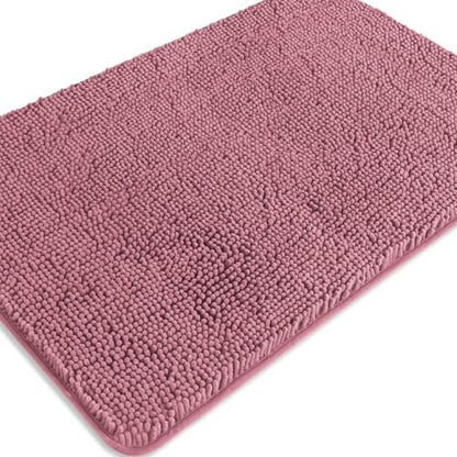 Dusty Rose Bathroom Rugs – Absorbent and Washable Bath Mat, Non-Slip, Thick Soft Chenille Bath Rugs for Bathroom Floor, Shower, Sink - 24" x 36"
