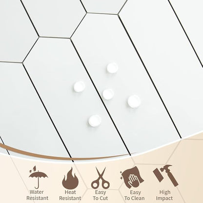 DICOFUN 10-Sheet Long Hexagon Peel and Stick Backsplash, 12"x12" PVC Stick on Backsplash Wall Tiles for Kitchen and Bathroom (Polished White)