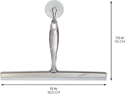 iDesign Bathroom Shower Squeegee with Wall Hook - Set of 2 - Clear/Stainless Steel