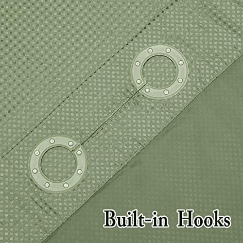 Gibelle No Hook Cloth Green Shower Curtain with Liner, 72x74