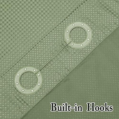 Gibelle No Hook Cloth Green Shower Curtain with Liner, 36x74
