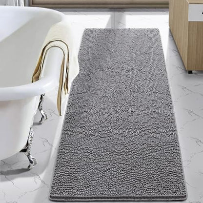 LOCHAS Luxury Bathroom Rug Shaggy Bath Mat 24 x 48 Inch, Gray