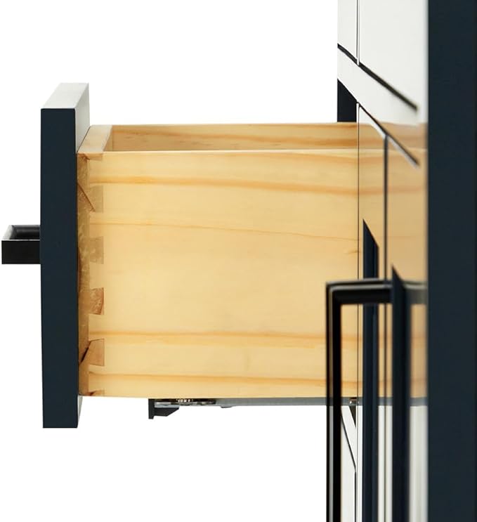 ARIEL Hepburn 42-inch Bathroom Vanity Base Cabinet,Solid Wood, 2 Soft Closing Doors, 5 Dovetail Drawers, Midnight Blue