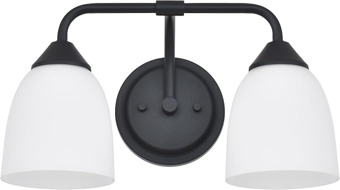 Black 2-Light Traditional Bathroom Vanity Light Fixtures Over Mirror, Modern Vanity Lights for Living Room, Standard E26 Base, Textured Black