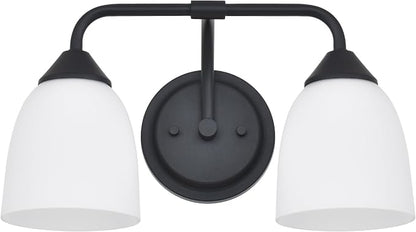 Black 2-Light Traditional Bathroom Vanity Light Fixtures Over Mirror, Modern Vanity Lights for Living Room, Standard E26 Base, Textured Black