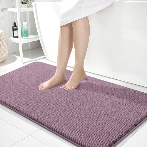 OLANLY Memory Foam Bathroom Runner Rug 44x24, Absorbent Long Mat, Deep Plum