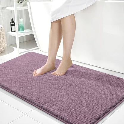 OLANLY Memory Foam Bathroom Runner Rug 44x24, Absorbent Long Mat, Deep Plum