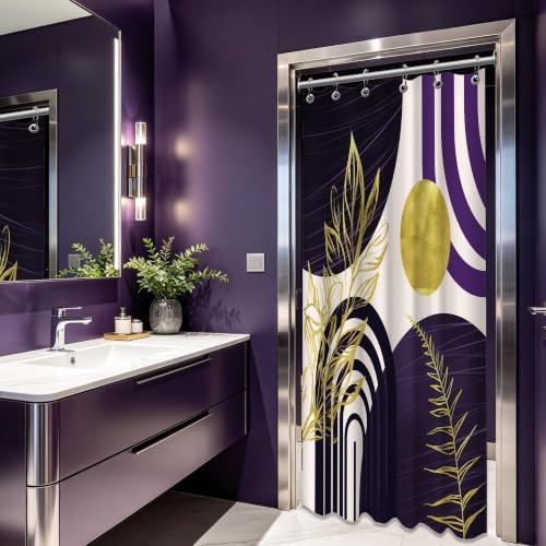 Dark Purple and Gold Stall Shower Curtain, 36X72 in Narrow Small