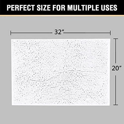 H.VERSAILTEX Pure White Bath Rug Super Soft Microfiber Non Slip Mat Absorption Shaggy Shower Rugs for Bathroom, Easy Care Machine Wash, 20 x 32 Inch