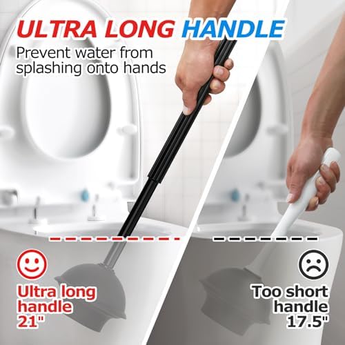 FORASTO 3in1 Toilet Plunger and Brush Set - Home Bathroom Cleaning Tools
