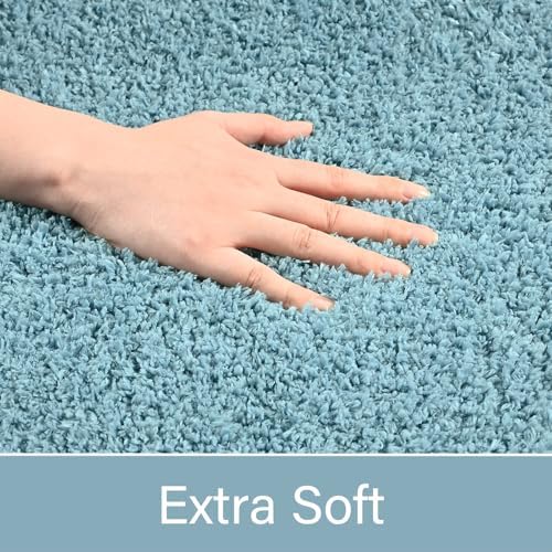 LOCHAS Bathroom Rugs 36x24 Inch, Microfiber Bath Rug Non Slip, Spa Blue