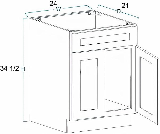 24" Espresso Shaker Bathroom Vanity Base – Ready-to-Assemble Sink Cabinet, Freestanding Bathroom Vanity Base Only, No Top or Sink