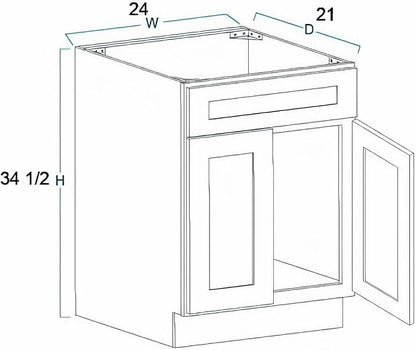 24" Espresso Shaker Bathroom Vanity Base – Ready-to-Assemble Sink Cabinet, Freestanding Bathroom Vanity Base Only, No Top or Sink