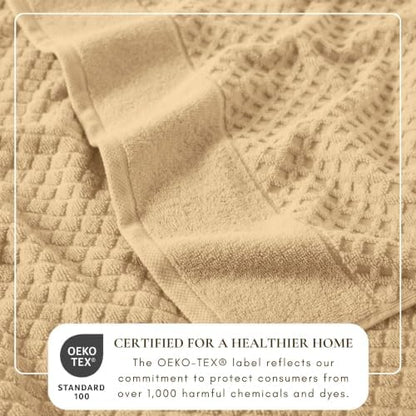 Great Bay Home Bath Towels - 100% Cotton 6 Piece Bath Sheet Set - Diamond Waffle Weave - Absorbent, Durable, Quick-Dry Towels for Bathroom (Oatmeal)