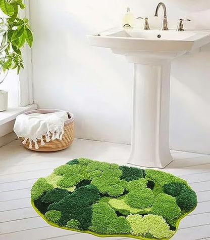 Hifuwan Cute Green Moss Shag Bathroom Rugs, Plant Bath Mats, 20 x 32 Inch