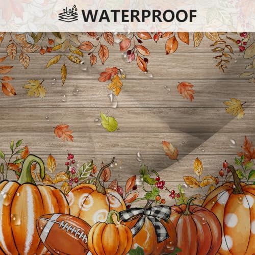 MEHOFOND Fall Shower Curtain Set 4-Piece Pumpkin Wood Bathroom Set