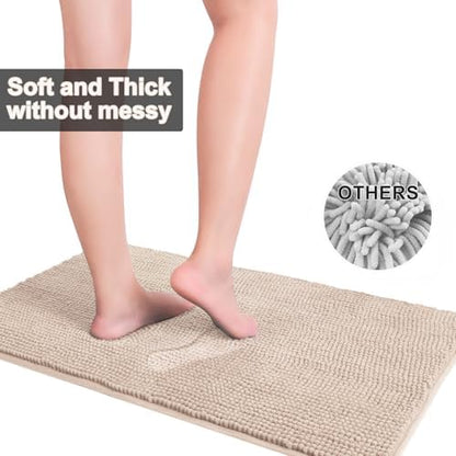 Urvoix Bathroom Rugs Sets 3 Piece, Non-Slip Chenille Bath Rug Set