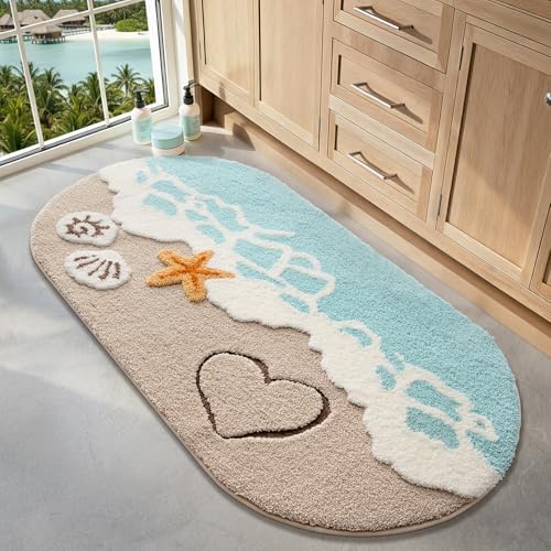 LUMI Beach Bathroom Rug Soft Microfiber Absorbent Bath Mat 30x60