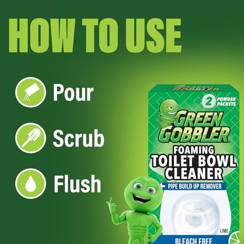 Green Gobbler 5-in-1 Foaming Toilet Bowl Cleaner + Pipe Build-up Remover, Enhanced Enzyme Formula, 2 Uses - Safe for Septic