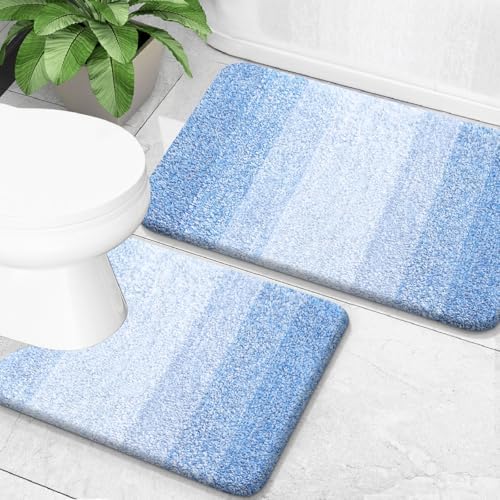 OLANLY Micorfiber Bathroom Rug Set 2 Piece, 30"x20"+U-Shaped 24"x20"