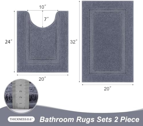 SHACOS Soft Microfiber Bathroom Rugs Set 2 Pieces with Toilet Rug