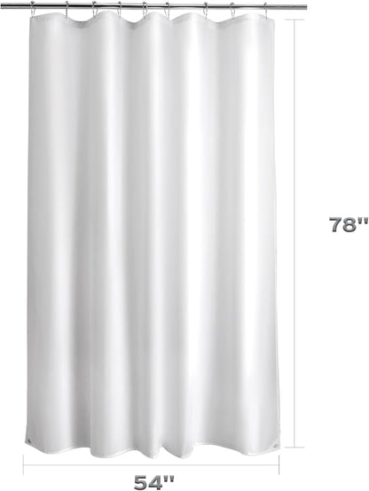 Titanker Long Stall Shower Curtain Liner Washable, 54x78 Inches, White Fabric Shower Liner with 2 Magnets, Waterproof RV Shower Curtain Liner Stall Size Soft Polyester Lightweight, White