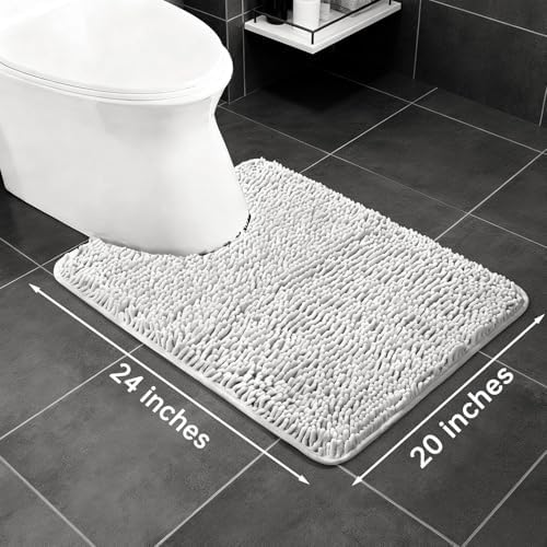 Yeaban Toilet Rugs U-Shape 20"x24", Light Gray
