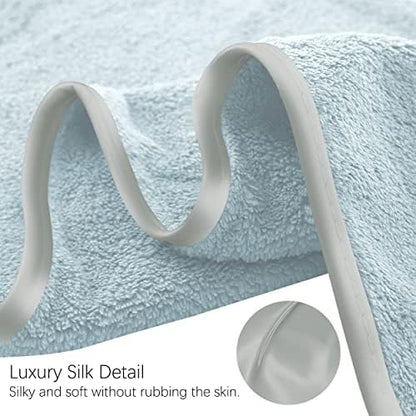 TENSTARS Silk Hemming Bath Towels for Bathroom Clearance - 27 x 55 inches - Light Thin Quick Drying - Soft Microfiber Absorbent Towel for Bath Fitness, Sports, Yoga, Travel, Gym - 2 Pack, Light Teal