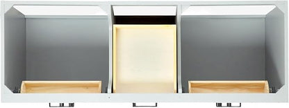 ARIEL Hepburn 60-inch Bathroom Vanity with Sink,Solid Wood, 1.5-inch Carbon Black Quartz Countertop, Double Rectangular Porcelain Sink, Soft Closing Doors, Dovetail Drawers, Grey
