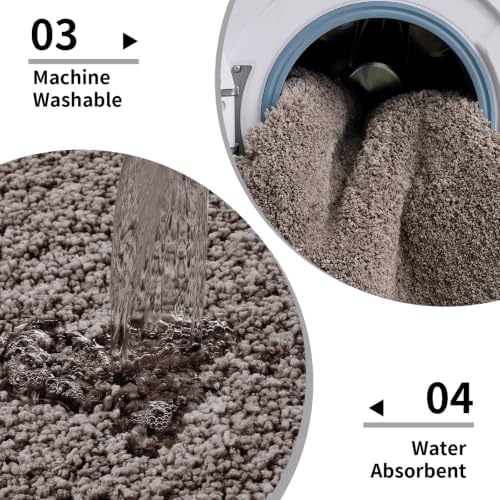 Disolla Taupe Grey Bathroom Rug 17x24 - Non-Slip Plush Small Bath Mat, Highly Absorbent & Ultra Soft Fluffy Floor Mat, Machine Washable for Shower and Tub