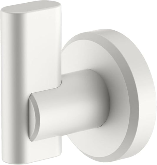Gatco 5485 Locke Single Robe Hook, Wall Mounted Hook for Bathroom Towels & Robes, Matte White