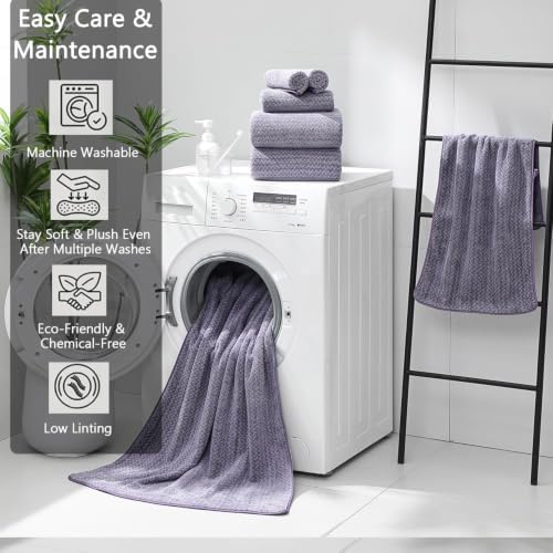 Ycosy Hand Towels Set 16x31 Inches,Soft Microfibers Bathroom Towel Set 2 Pack,Highly Absorbent Quick Dry Luxury Towel Hotel Spa Gym Hand Towel Collection for Bathroom,Dark Purple