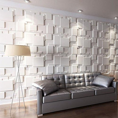 Art3d Decorative Tiles 3D Wall Panels for Modern Wall Decor, Magic Square-White, 12 Panels 32 Sq Ft