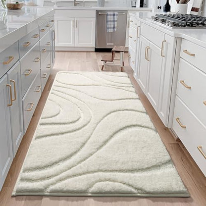 DEXDE Bathroom Rugs Runner Non Slip Bath Mats for Floor Shower 24x47 White