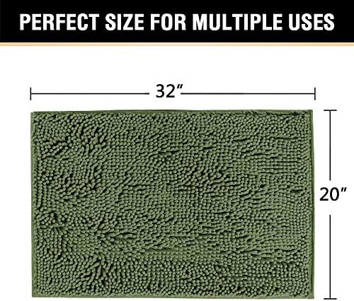 H.VERSAILTEX 20x32 Inch Loden Bath Mat Soft Shaggy Bathroom Rugs Non-Slip Chenille Plush Rugs Luxury Microfiber Washable Bath Rug for Floor Bathroom Bedroom Living Room