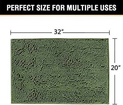 H.VERSAILTEX 20x32 Inch Loden Bath Mat Soft Shaggy Bathroom Rugs Non-Slip Chenille Plush Rugs Luxury Microfiber Washable Bath Rug for Floor Bathroom Bedroom Living Room