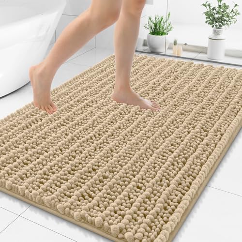 Smiry Bathroom Rugs 44X32, Extra Soft Rubber Backing Chenille Bath Mats